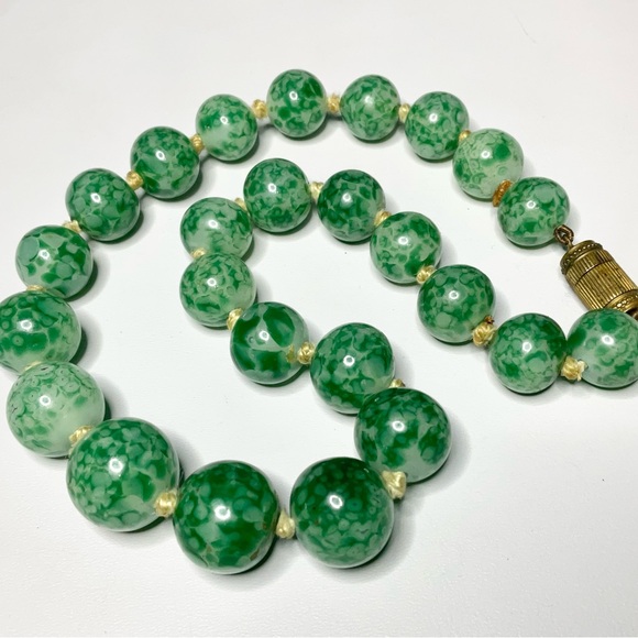 Antique Czech Peking Glass Knotted Bead Choker - Picture 2 of 8